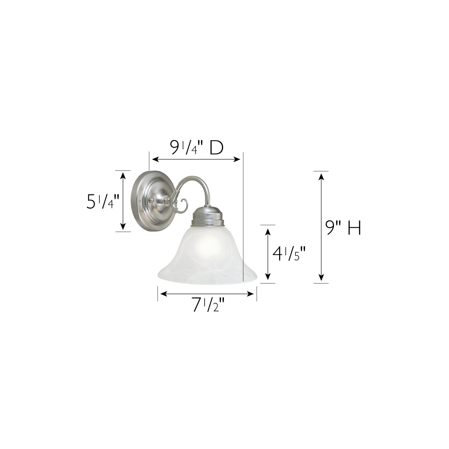 Design House Millbridge Traditional 1-Light Interior Dimmable Satin Nickel Wall Sconce with Alabaster Glass