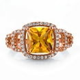 thumbnail image 2 of Gem Stone King 3.25 Ct Princess Yellow Citrine 18K Rose Gold Plated Silver Ring (Size 6), 2 of 2