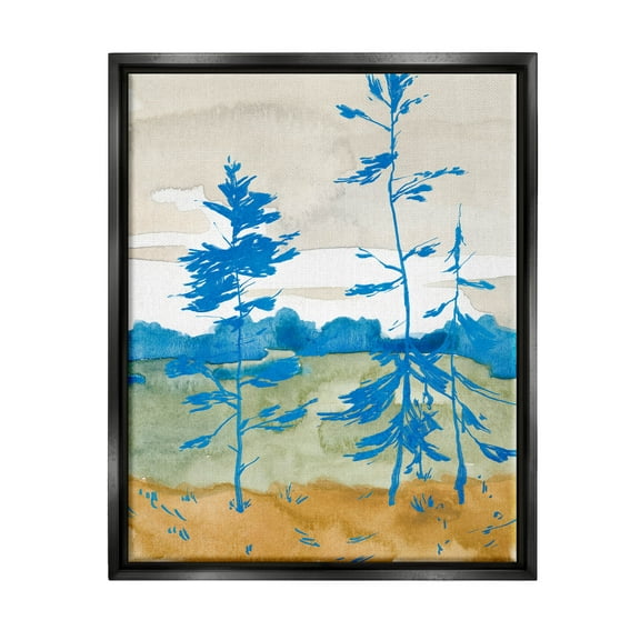 Stupell Industries Contemporary Nature Landscape Painting Jet Black Floating Framed Canvas Print Wall Art, Design by Jacob Green