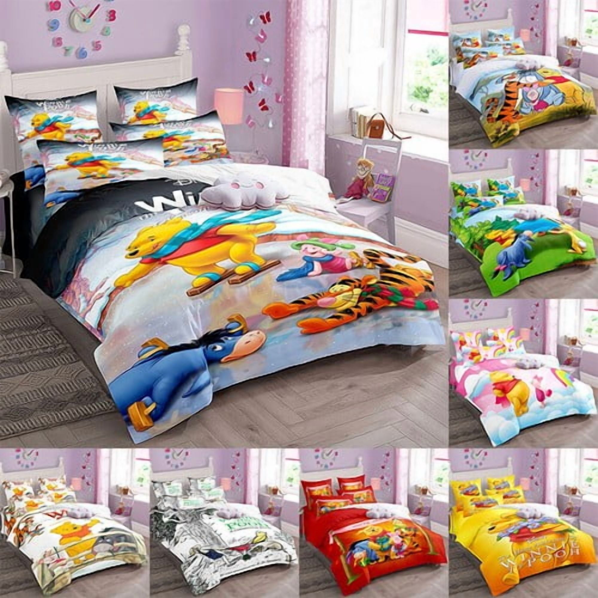 Win-nie Pooh Duvet Cover Super Soft Comfortable Home Bedding Set ,1 Win-nie Pooh Duvet Cover with 2 Pillowcases