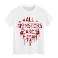 thumbnail image 5 of Gubotare Kid Toddler Boy Girl Halloween Pumpkin Shirt Short Sleeve Pumpkin Face Tshirt for Kids Cotton Tops Toddler Graphic Tees (Brick Red,10-11 Years), 5 of 5