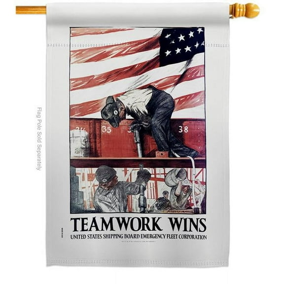US Brotherhood H183030-BO 28 x 40 in. Teamwork Wins House Flag with Armed Forces Navy Double-Sided Decorative Vertical Flags Decoration Banner Garden Yard Gift