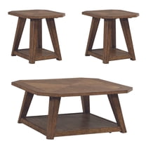 Liberty Furniture 3 Piece Set - Octagonal Cocktail Table, 2 Octagonal End Tables - Amber Brown Oak