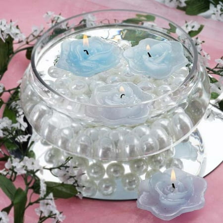 White Rose Scent Candle Efavormart Set of 4 Unscented Floating Rose Candle for Wedding Party Birthday Centerpieces Home Decorations Supplies ()