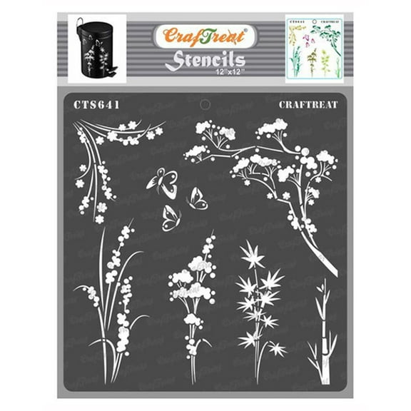 CrafTreat Anemone Background Stencil for Painting and Crafting - 6"x6"