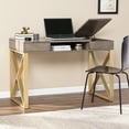 thumbnail image 2 of SEI Furniture Bardmont Engineered Wood Two-Tone Desk with Storage in Gray/Gold, 2 of 3