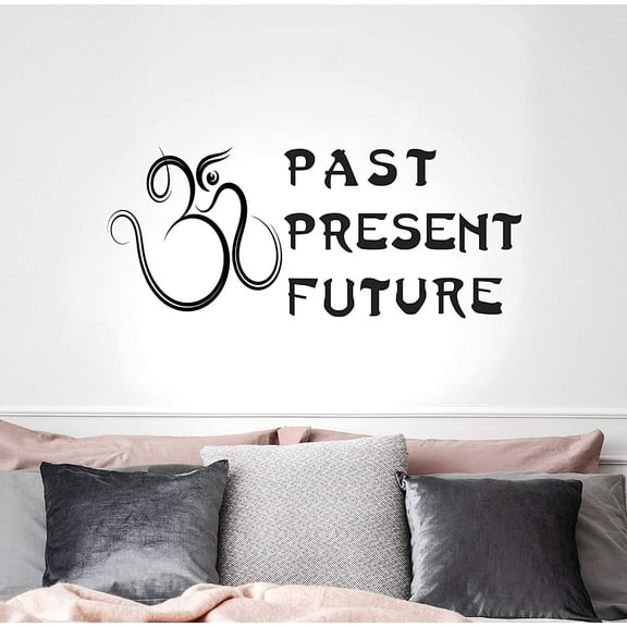 Vinyl Wall Decal Om Elephant Buddha Indian Past Present Future Stickers Mural 35 in x 15 in