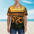 thumbnail image 5 of Sunflowers Landscape Men'S 3d Print Casual Button Down Shirts, Novelty Hawaiian Short Sleeves L, 5 of 8