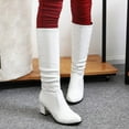 thumbnail image 3 of Women's Fashion Knee High Boots Fall Winter Wide Calf Chunky Heel Square Toe Faux Suede, 3 of 8