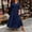 Navy, variant on Wedding Guest Womens Dresses Maxi Elbow-Length Solid Boho Casual Pleat Flowy V-Neck Plus Size Corset Sundress