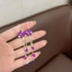 thumbnail image 4 of Pendientes de borla con flor morada en plata de ley 925 | Elegantes pendientes colgantes para mujer | Joyas modernas y versátiles, 4 of 5