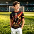 thumbnail image 2 of Kids Spain Bull Graphic Football Short Sleeve T Shirt Boys Girls Soccer Training Uniform Sport Casual Fan Tee 3 Years-16 Years, 2 of 4