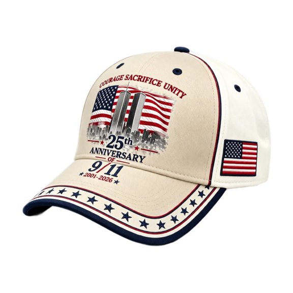 JULMCOMO 9/11 25th Anniversary Baseball Cap 2001-2026 Never Forget American Flag Hat Contrast Color Adjustable Patriotic Hat for Unisex C