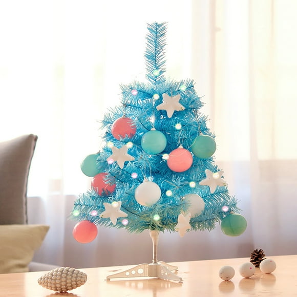 Boovnll 24’’ Tabletop Mini Christmas Tree Set , Artificial Mini Christmas Pinaster Tree With LED String Lights & Ornaments For DIY Christmas Decorations