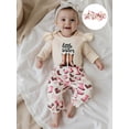 thumbnail image 5 of BemeyourBBs Western Baby Girl Cowgirl Clothes Newborn Baby Girls Litter Sister Outfit Letter Long Sleeve Romper Boot Print Pants Set Bow Headband 3 Pcs Spring Fall Winter Clothing, 5 of 9