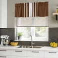 thumbnail image 4 of Brown White Stripe Curtain Valances for Windows, Kitchen Valance Window Treatments Panel 2 Pack, Modern Rustic Vertical Striped Rod Pocket Short Curtains for Bathroom Bedroom 54 x 18 Inch, 4 of 8