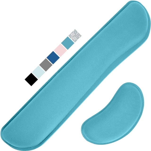 PINHEN Silky Gel Memory Foam Wrist Rest for Computer Keyboard, Mouse, Ergonomic Design for Typing Pain Relief, Desk Pads Support Hand, Arm, Mousepad Rests, Stain Resistant, 2 Piece Pad