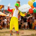 thumbnail image 2 of JENGJ 4 Pcs Stage Performance Show plus size Clown Includes Tailcoat, vest, pants, hat Clown Outfit Party Dress Up,Yellow,5XL, 2 of 3
