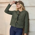 thumbnail image 4 of ieFashion Women's Winter Casual Quilted Jackets Long Sleeve Jacket with Pockets Outerwear Coats,Green, L, 4 of 8