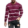 thumbnail image 3 of Ahuyic Mens Plus Size Long Sleeved Blouse, Autumn/Winter Long Sleeve Top For Men, Men Casual Round Neck Pullover Stripe Printed T-Shirt Loose Long Sleeve Round-Neck Blouses & Shirts, 3 of 5