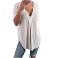 thumbnail image 2 of Njoeus Women's Cotton Short Sleeve T-Shirt Casual Summer V-Neck Tunic Tops Loose Comfy Blouses S-5XL （Available in Plus Size), 2 of 6