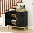thumbnail image 5 of HLR 30.7"W Black Accent Cabinet with 2 Doors, Entryway Cabinet with Gold Trim, Modern Buffet Sideboards, 5 of 7