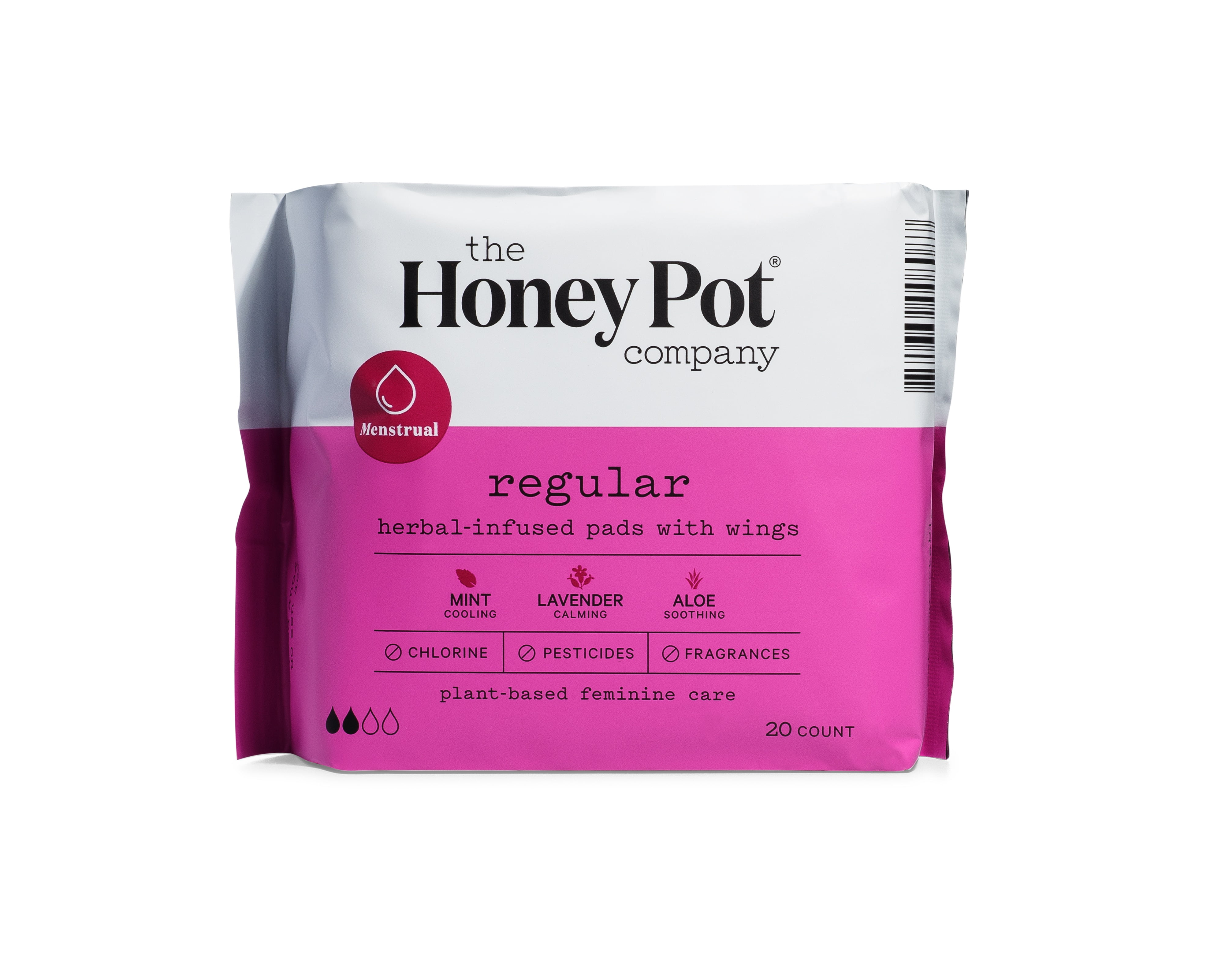 The Honey Pot Company, Regular Absorbency Pads with Wings, Organic