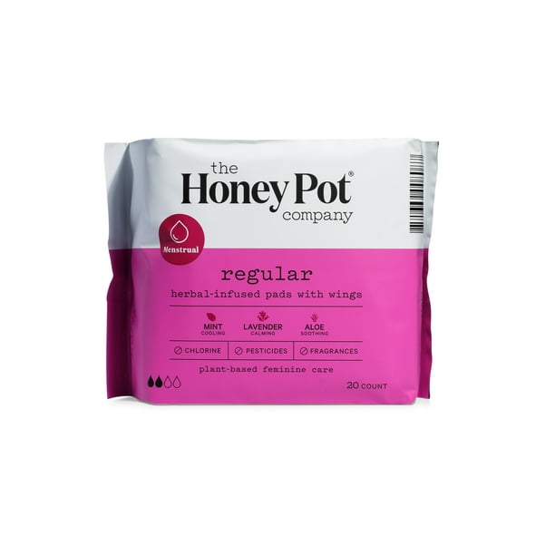 The Honey Pot Company, Regular Absorbency Pads with Wings, Organic