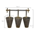 thumbnail image 2 of Creative Co-Op Antiqued Metal Wall Rack with 3 Hanging Cone Pots, Grey, 2 of 5
