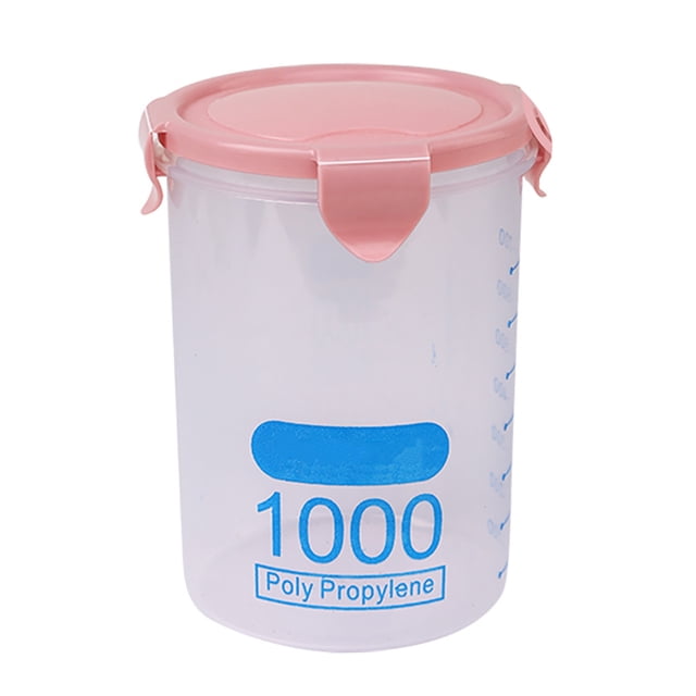 Recipiente hermético de plástico apilable para almacenar alimentos secos y cereales, de 1000 ml, para organizar la cocina, color rosa
