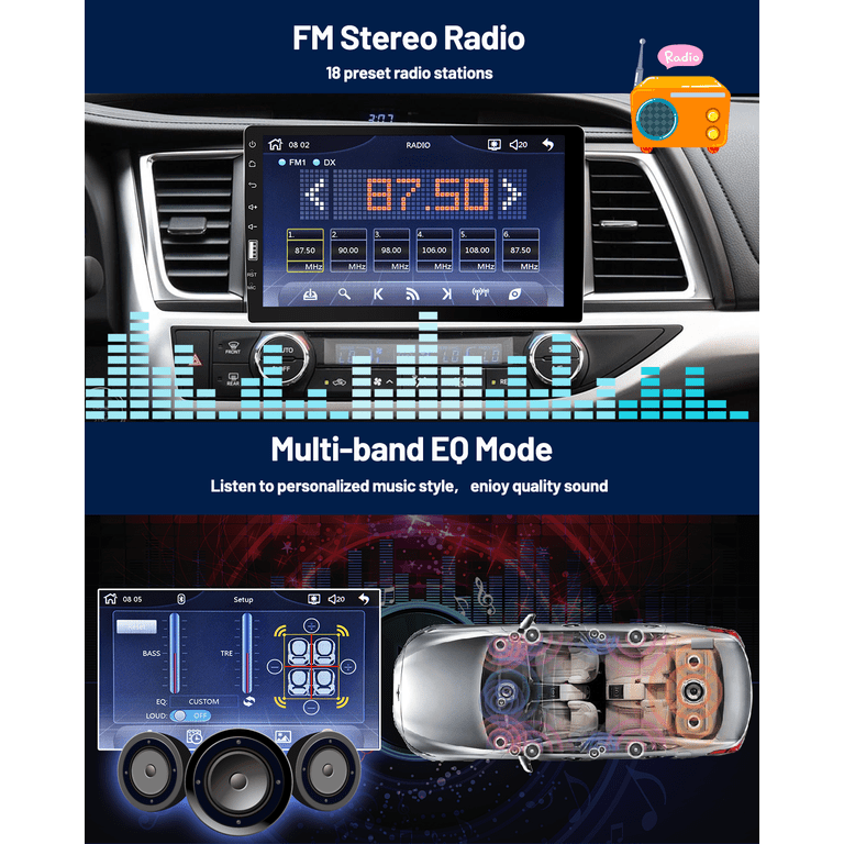 Hodozzy Autoradio met Scherm 1 Din Draadloze CarPlay & Android Auto, Radio 6,9 inch HD Touchscreen Bluetooth Handsfree Auto MP5 Speler met Achteruitrijcamera EQ FM SWC USB/AUX/TYPE-C