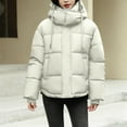 thumbnail image 5 of TKLPEHG Women's Winter Hooded Short Parkas Long Sleeve Thick Down Cotton Padded Coat Plus Size Casual Puffer Jackets (White,M), 5 of 9