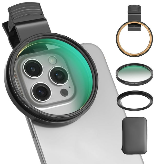 Filtro CPL Akanabi de 67 mm para teléfono/cámara réflex digital con clip y anillo adaptador