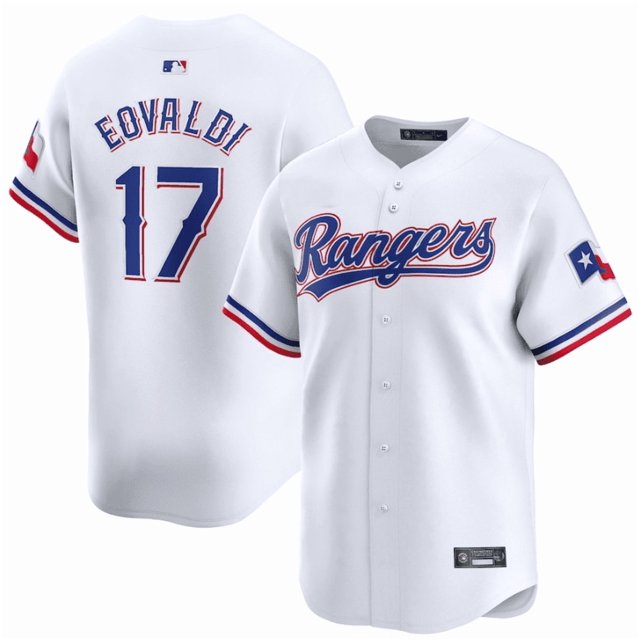 Camiseta clásica de béisbol blanca de local de Nathan Eovaldi de los Texas Rangers, con número de estrella bordado-XL