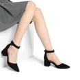 thumbnail image 7 of BURUDANI Women's Strappy Chunky Heel Dress Pump Shoes Wide Width, 7 of 7
