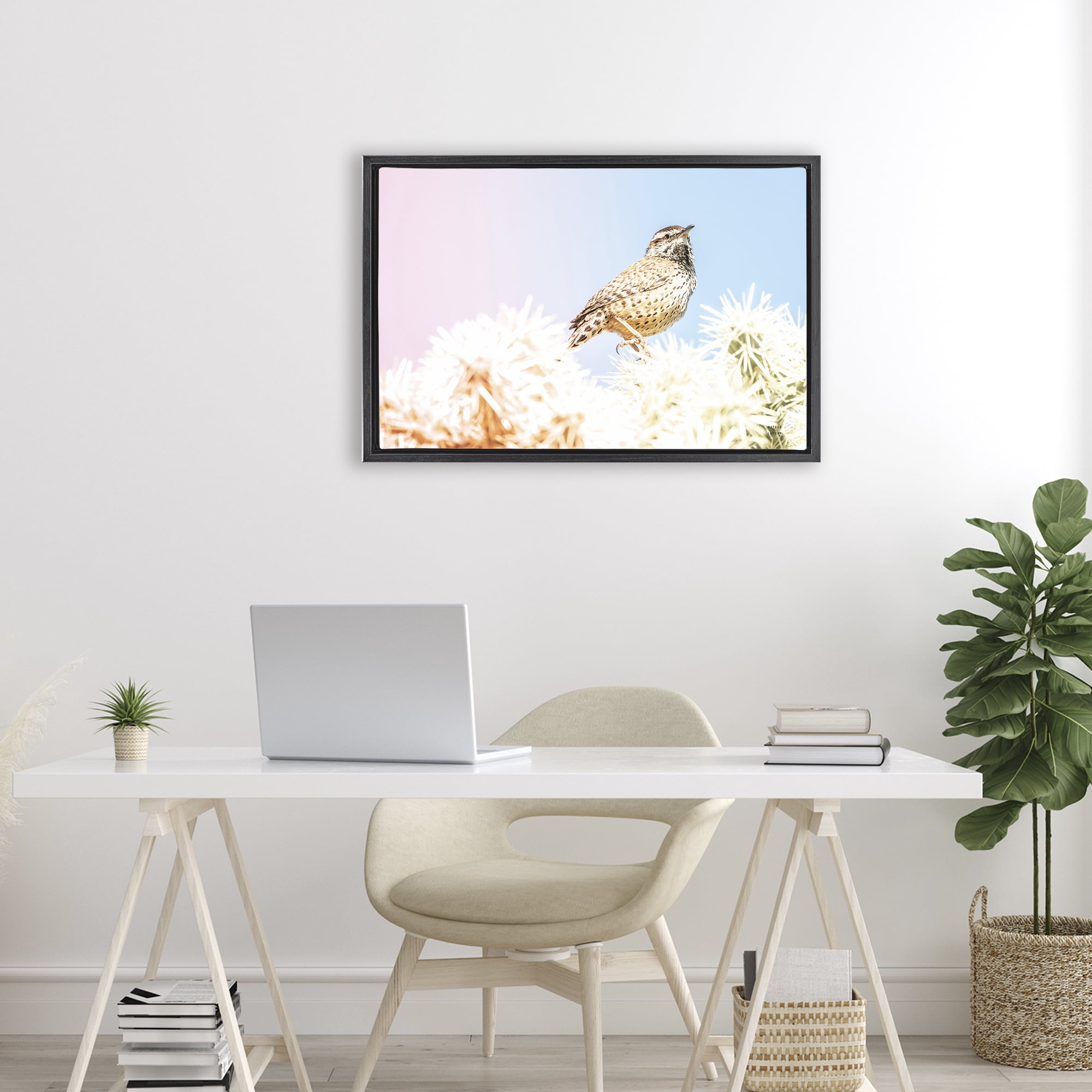 Stupell Industries Desert Song Bird Black Framed Floater Canvas Wall Art, design by Nathan Larson
