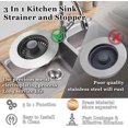 thumbnail image 4 of 3 in 1 Kitchen Sink Stopper, Pop Up Kitchen Sink Drain Strainer, with an Extra Basket Strainer, Kitchen Sink Drain Stopper for US Standard 3-1/2 Inch, Brass Material Electroplate Silver, 4 of 12