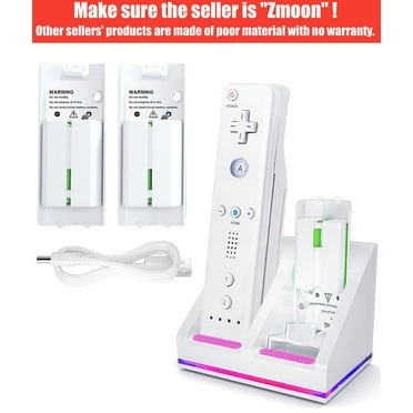 Charger Docking Station for Wii Remote Controller, 2pcs Batteries for Wii Remote Charger 2800mAh