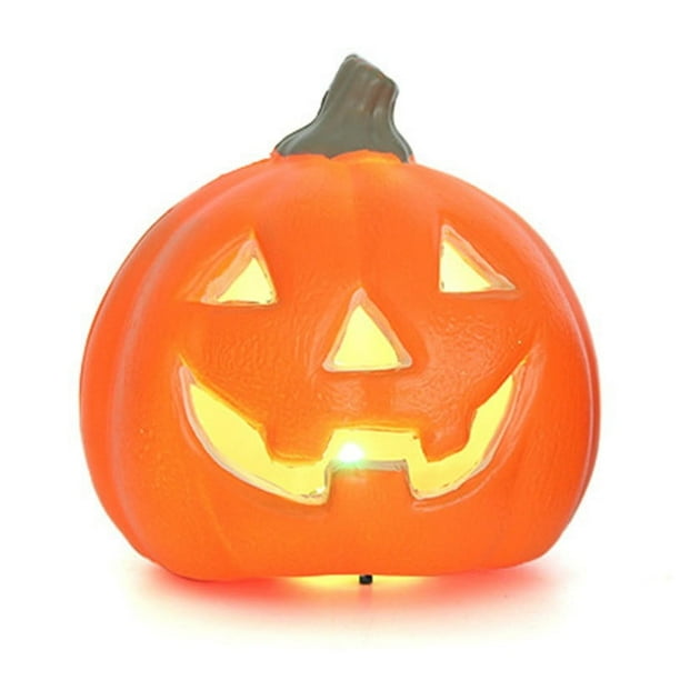 Seyotauo Halloween Light Up Pumpkin Jack Lantern Pumpkins Decor Vintage Plastic Pumpkin Statue Halloween Table Decor Vintage Pumpkins Lights for Porch, Fireplace Mantle Home Party Decor
