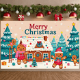 thumbnail image 5 of Gingerbread Man Christmas Banner Gingerbread House Xmas Display Snowflake Colorful Decorations Holiday Backdrop for Christmas Party Home Decor Indoor Celebration, 5 of 9