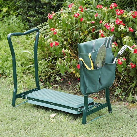 ZenSports Foldable Garden Kneeler Seat, Portable Gardening Bench Stool Soft Kneeling Foam Pad W/Tool Pouch