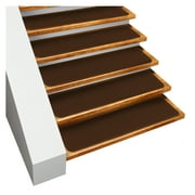 Set of 15 Skid-Resistant Carpet Stair Treads - Chocolate Brown - 8 Inches X 30 Inches