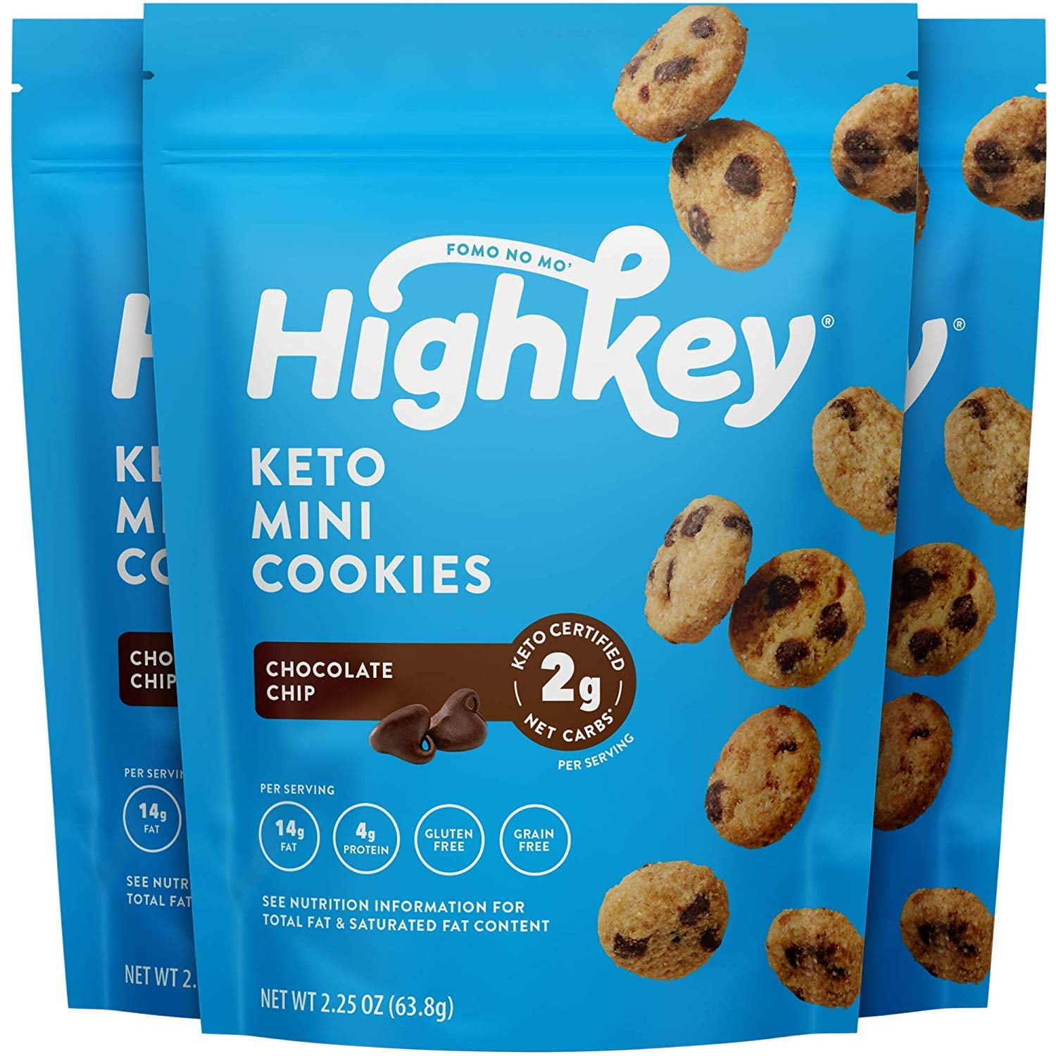 Highkey Snacks Keto Food Low Carb Snack Cookies Chocolate Chip 3 Pack Gluten Free No Sugar Added Healthy Diabetic Paleo Dessert Sweets Diet Foods Walmart Com Walmart Com