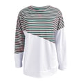 thumbnail image 5 of Holzkary Women's Striped Color Block Tunic Tops Side Slits Spring Long Sleeve T-Shirts Sweatshirt Crewneck Loose Trendy Sweatshirt with Spliced Sleeves and Contrasting Color Stripes Pink Xl, 5 of 7