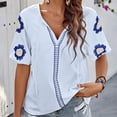 thumbnail image 4 of Women's Tops Casual Long Sleeve Shirt V Neck Solid Color Loose Outwear, 4 of 7