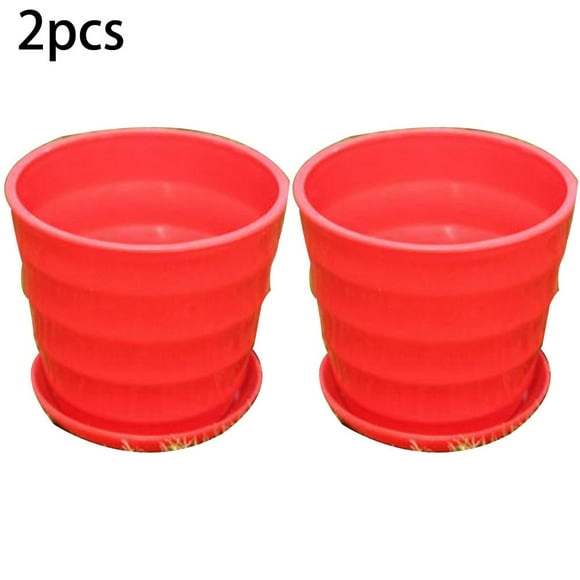 GLFILL Decorative Plastic Flower Pots Enhance Root Development and Prevent Hovering Red S