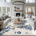 thumbnail image 3 of 5'x7' Area Rugs for Living Room Bedroom, Blue Christmas Washable Rug Carpet Runner Indoor Outdoor, Snowman Xmas Tree Balls Snowflake Rustic Non Slip Floor Mats Area Rug for Kitchen, Nursery, 3 of 8