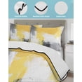 thumbnail image 4 of Quilts King Size, Yellow Gray Soft Comforter Bedding Set for Bed, Modern Oil Painted Abstract Geometric Lightweight Quilted Bedspread with Pillow Cover(2 Pieces) for All Season, 96x106 Inch, 4 of 6