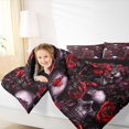 thumbnail image 4 of Homewish Spooky Halloween Skull 7 Pieces Full Size Bedding Sets,Red Rose Floral Full Size Bed in a Bag,Black Reversible, 4 of 8