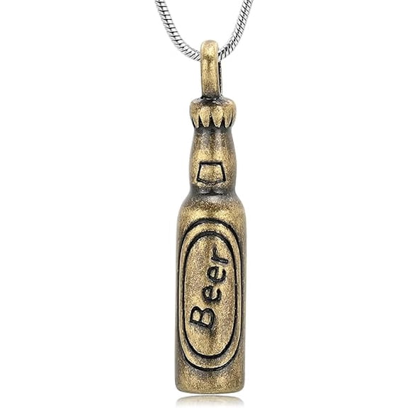 Beer Bottle Urn Necklace for Ashes Bar Cremation Jewelry for Women Men Memorial Pendant Keepsake Gift for Ash Holder